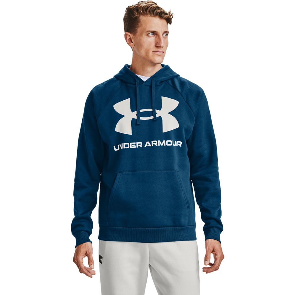 Rival Fleece Big Logo HD Hoodie Blue Under Armour