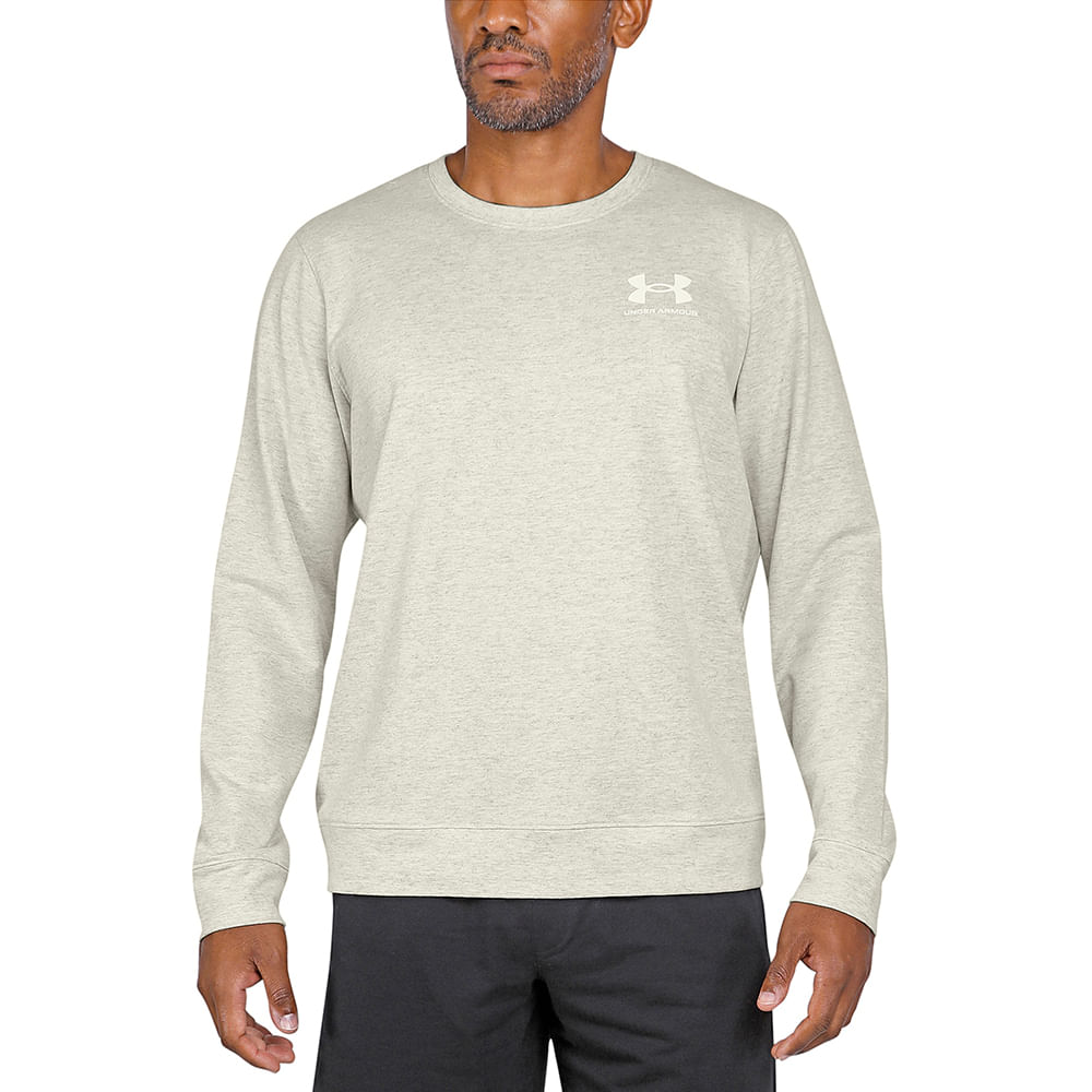 Moletom de Treino Masculino Under Armour Rival Terry Logo Crew - P Branco