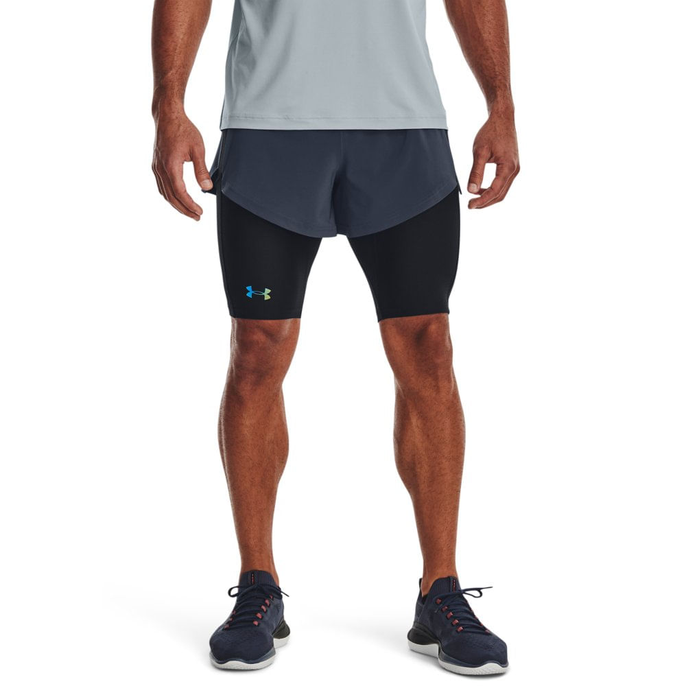 Bermuda de Treino Masculina Under Armour SmartForm RUSH 2 em 1 - P Cinza