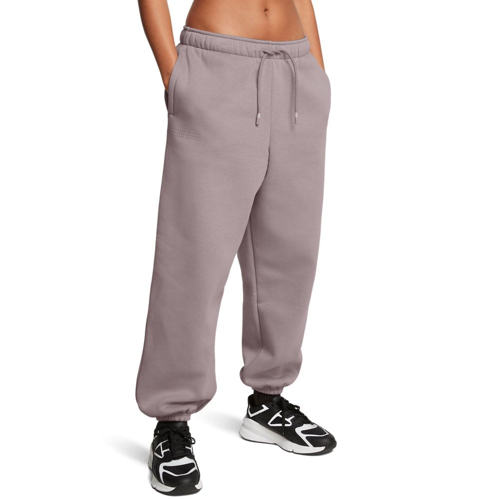 Calça Sportstyle Feminina Under Armour Icon Fleece Oversized Wordmark — Under Armour
