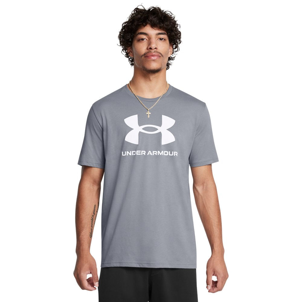 Camiseta de Treino Masculina Under Armour Sportstyle Logo - M Cinza