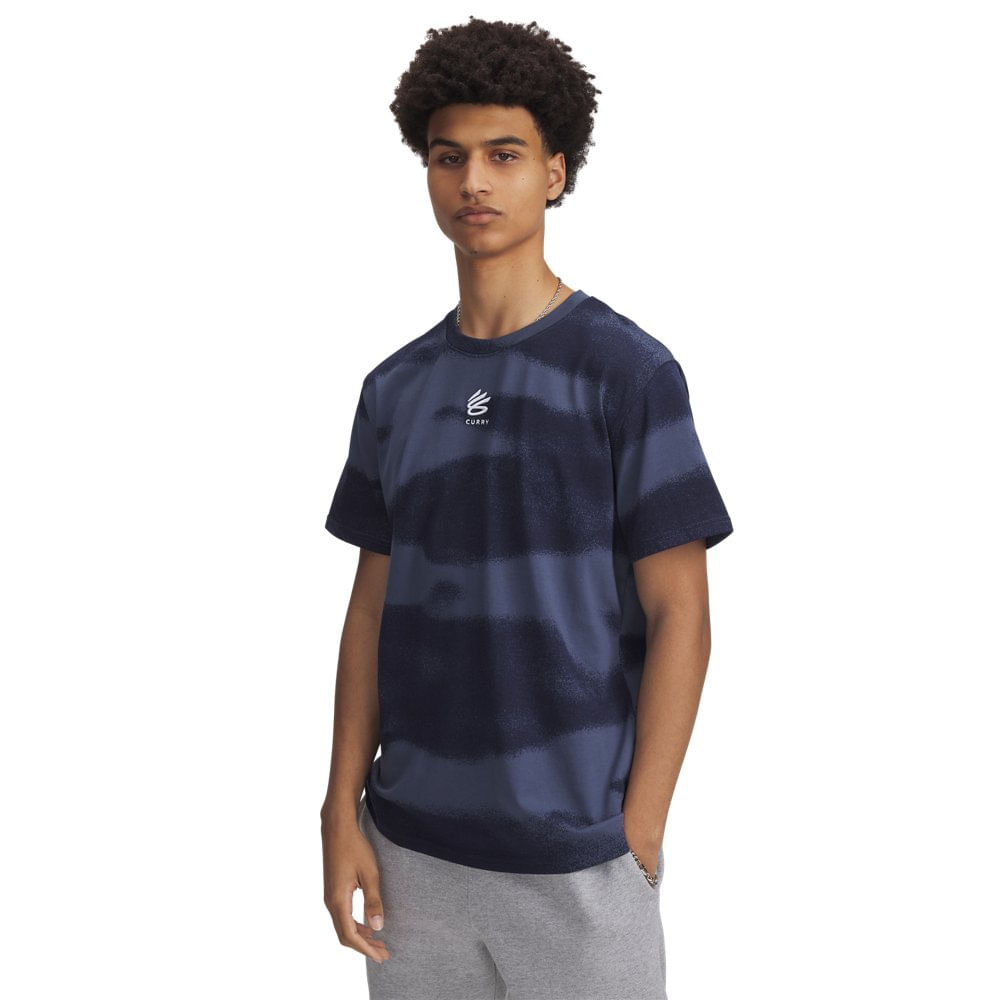 Camiseta de Basquete Under Armour Curry Heavyweight Masculina - P Cinza