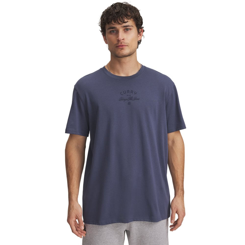 Camiseta de Basquete Under Armour Curry Verbiage Tee 2 Masculina - M Cinza