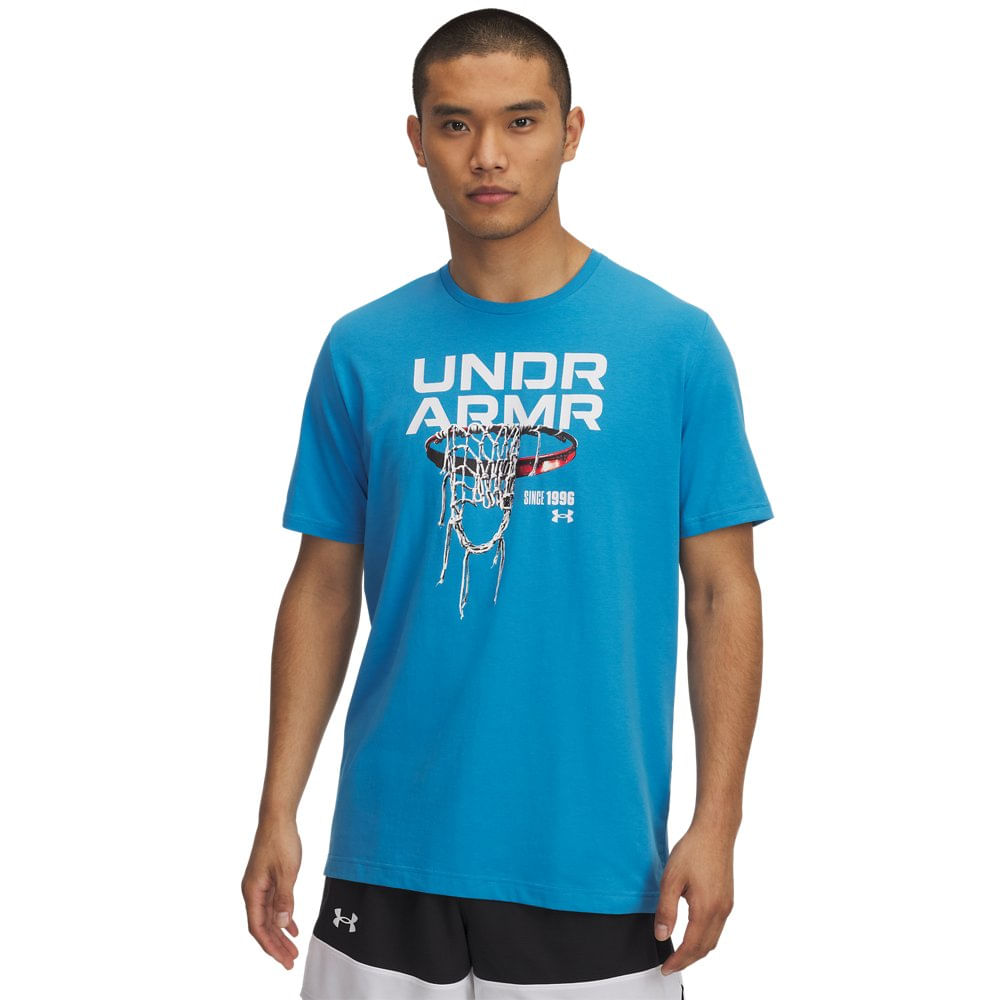 Camiseta de Basquete Under Armour Hoops Net Masculina - M Azul