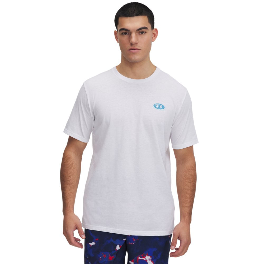 Camiseta de Treino Under Armour Outdoor Map Masculina - GG Branco